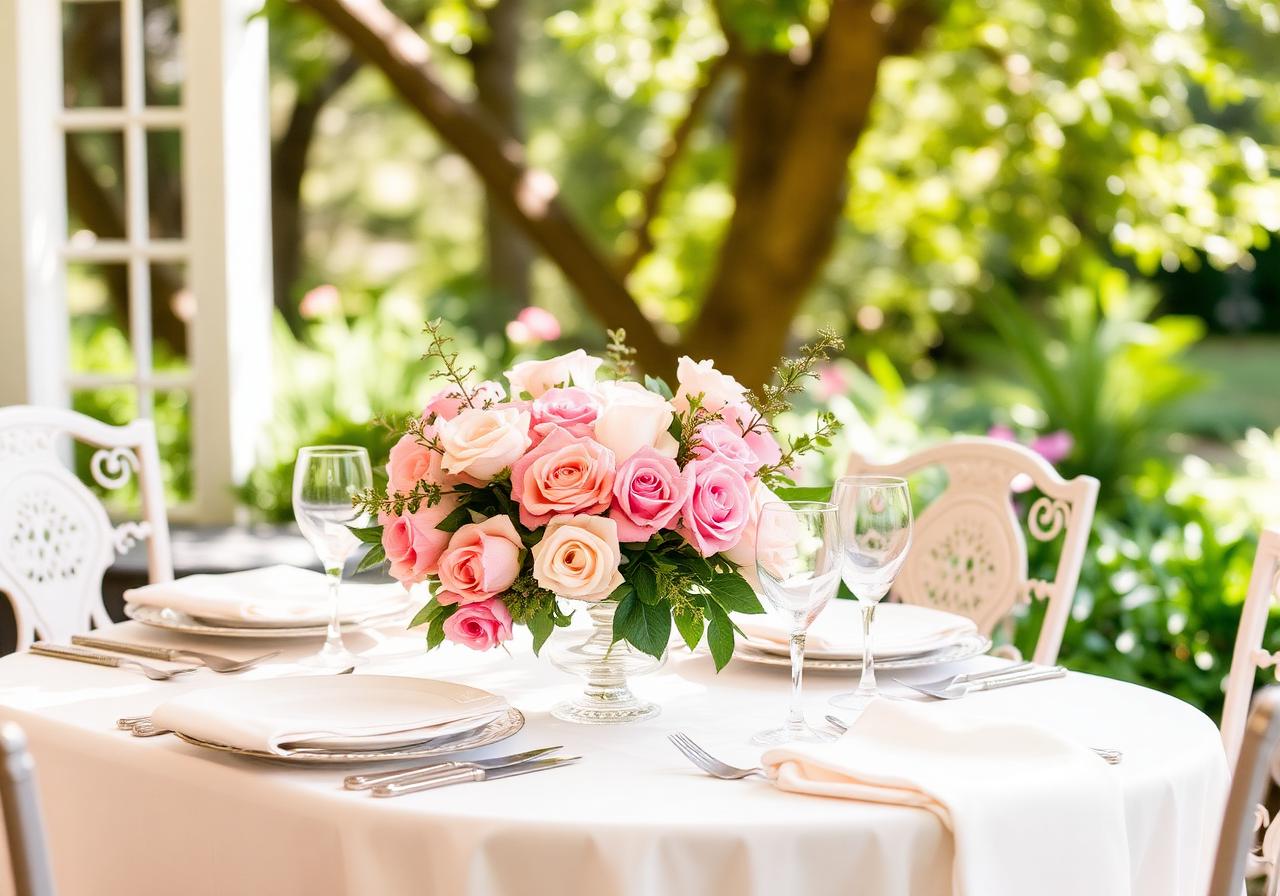 Garden brunch with blush florals
