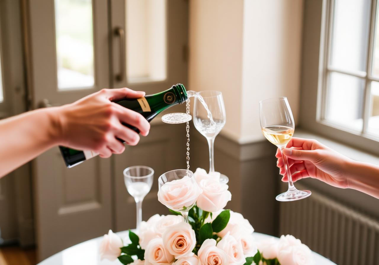 Champagne tower being poured
